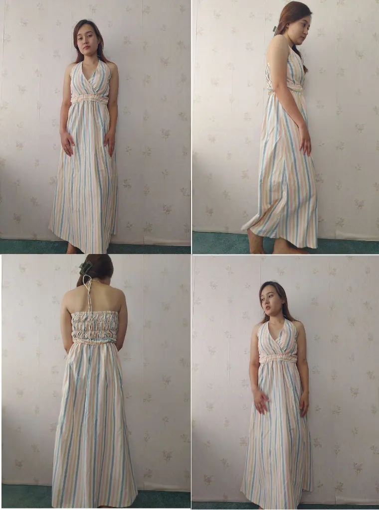 024 Colourful stripe halter long dress1 (2).webp