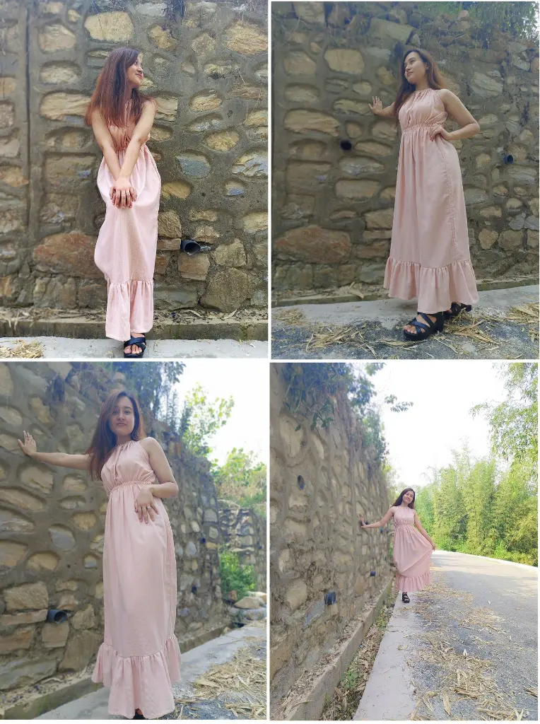 026 Pink white stripe halter long dress2 (7).webp