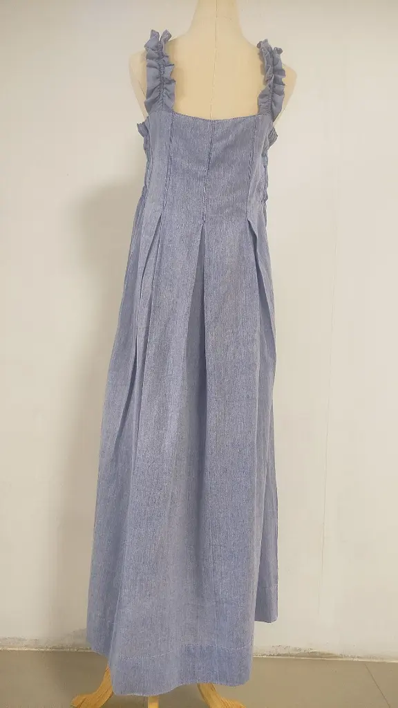 52 Hemp cotton Blue sleeveless long skirt.webp