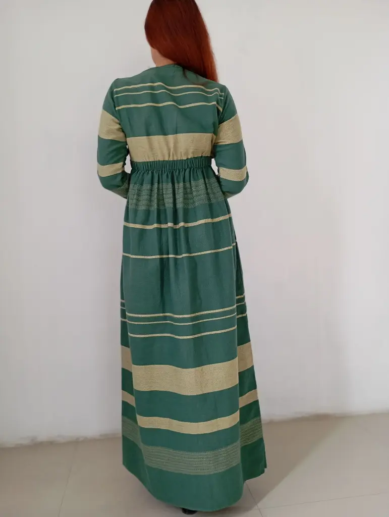 50 Hemp Cotton Green with yellow pattern long skirt (9).webp