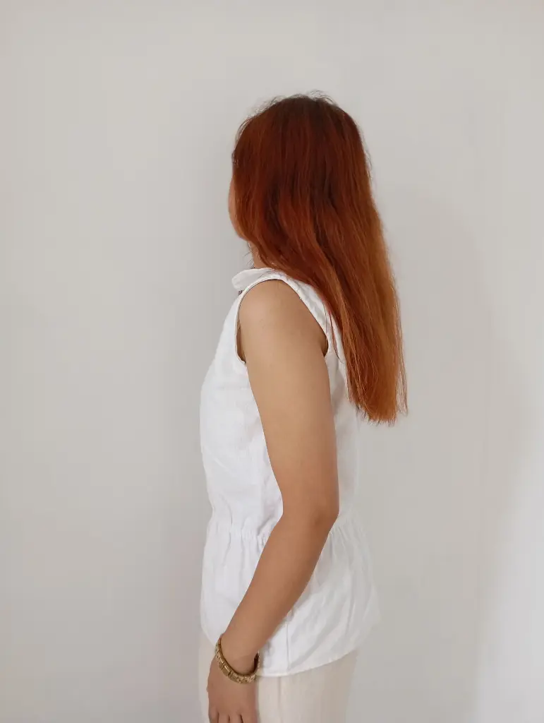 51 Linen White shirt  blouse with flexible waist (6).webp