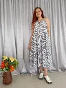 57 cotton white with black stripes with sleeveless ruffle long skirt (10).webp