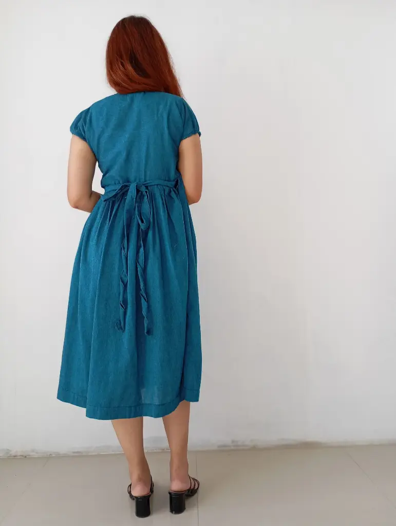 070 Cotton plain blue wrapper medium dress (23).webp