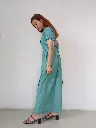 073 Hemp cotton bluish green long large wrapper dress (2).webp