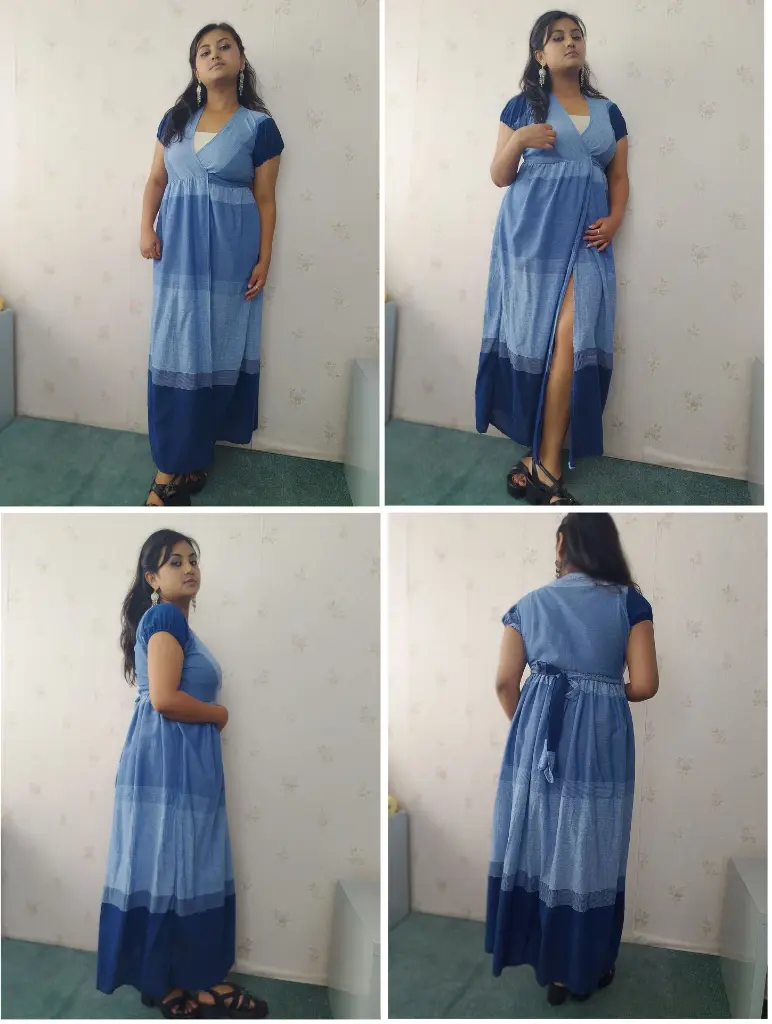 027 Cotton Blue white pattern wrapper long dress (10).webp