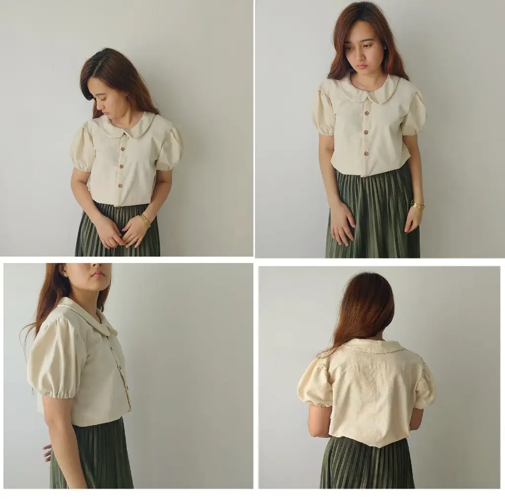 Hemp cotton off white blouse  shirt