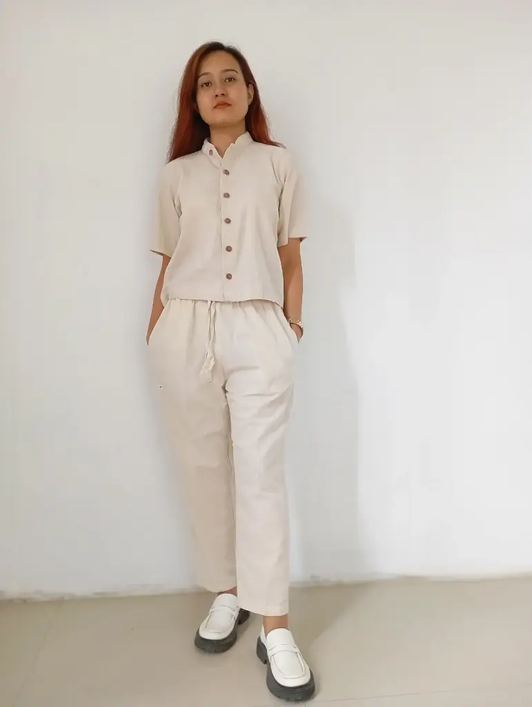 Hemp cotton plain trouser for women