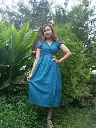 Cotton plain blue wrapper medium dress